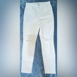 All white baggy mom jeans.